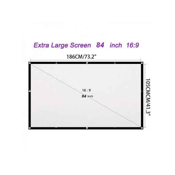 Projection Screen 84 inch 16:9 HD Foldable Anti-Crease Portable Projector Movies Screen for Home Theater Outdoor Indoor Support Double Sided Projection