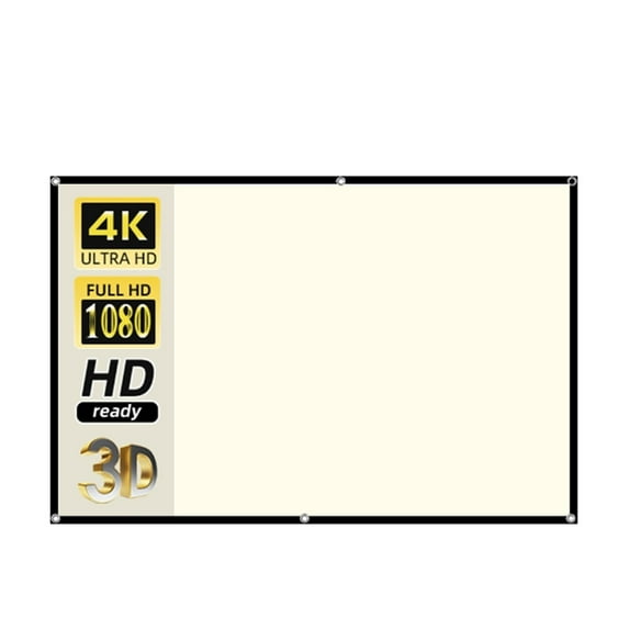 Projection Screen White Grid Anti-Light 160 ° Viewing Angle 130 120 100 inch Projector Screen for Movie or Office Presentation ,Anti-Crease