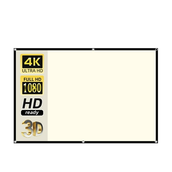 Projection Screen White Grid Anti-Light 160 ° Viewing Angle 130 120 100 inch Projector Screen for Movie or Office Presentation ,Wrinkle-Free