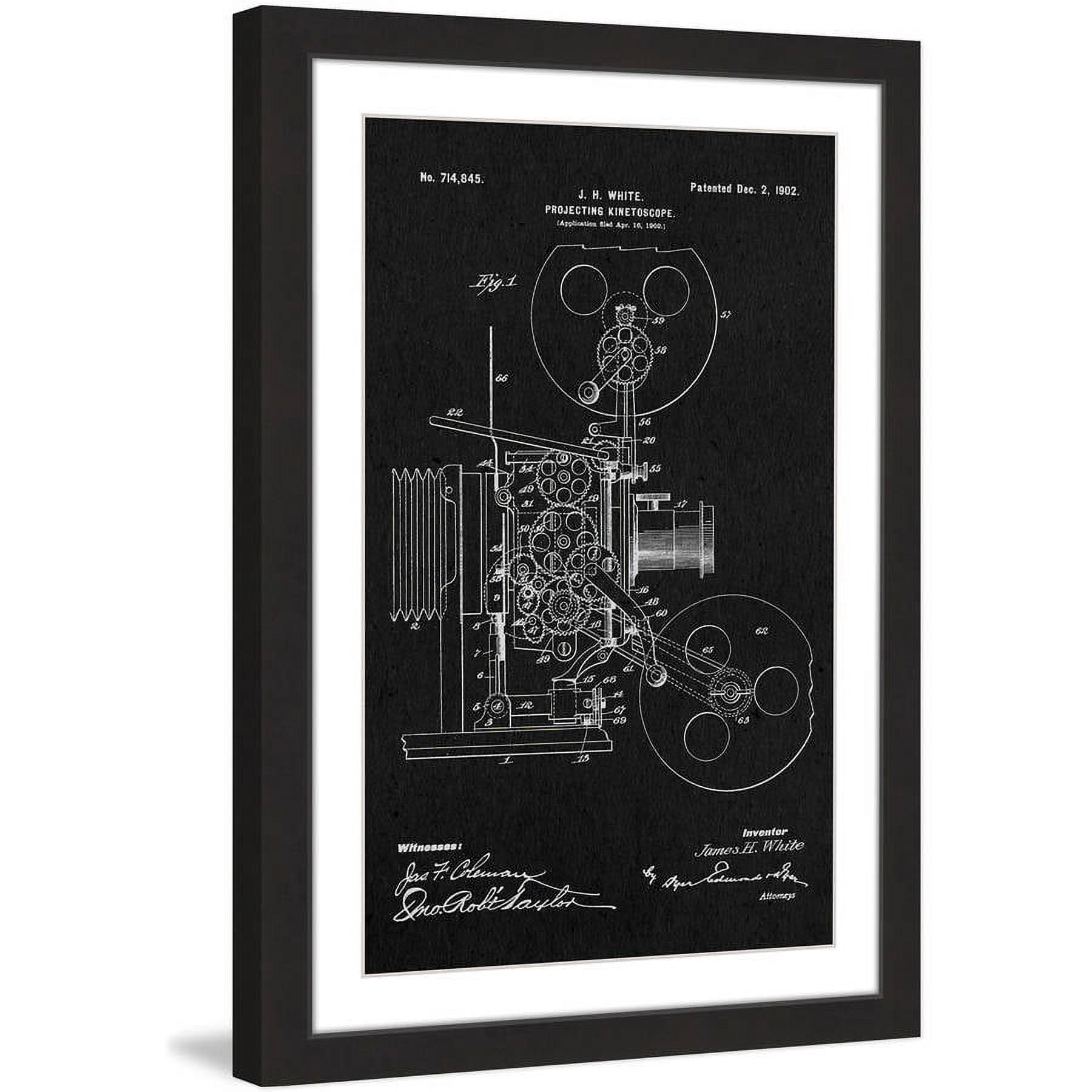 "Projector 1902 Black Paper" Framed Painting Print