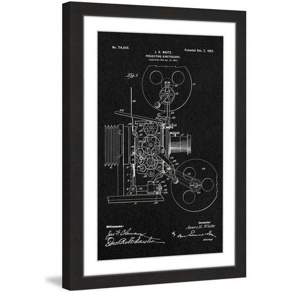 "Projector 1902 Black Paper" Framed Painting Print