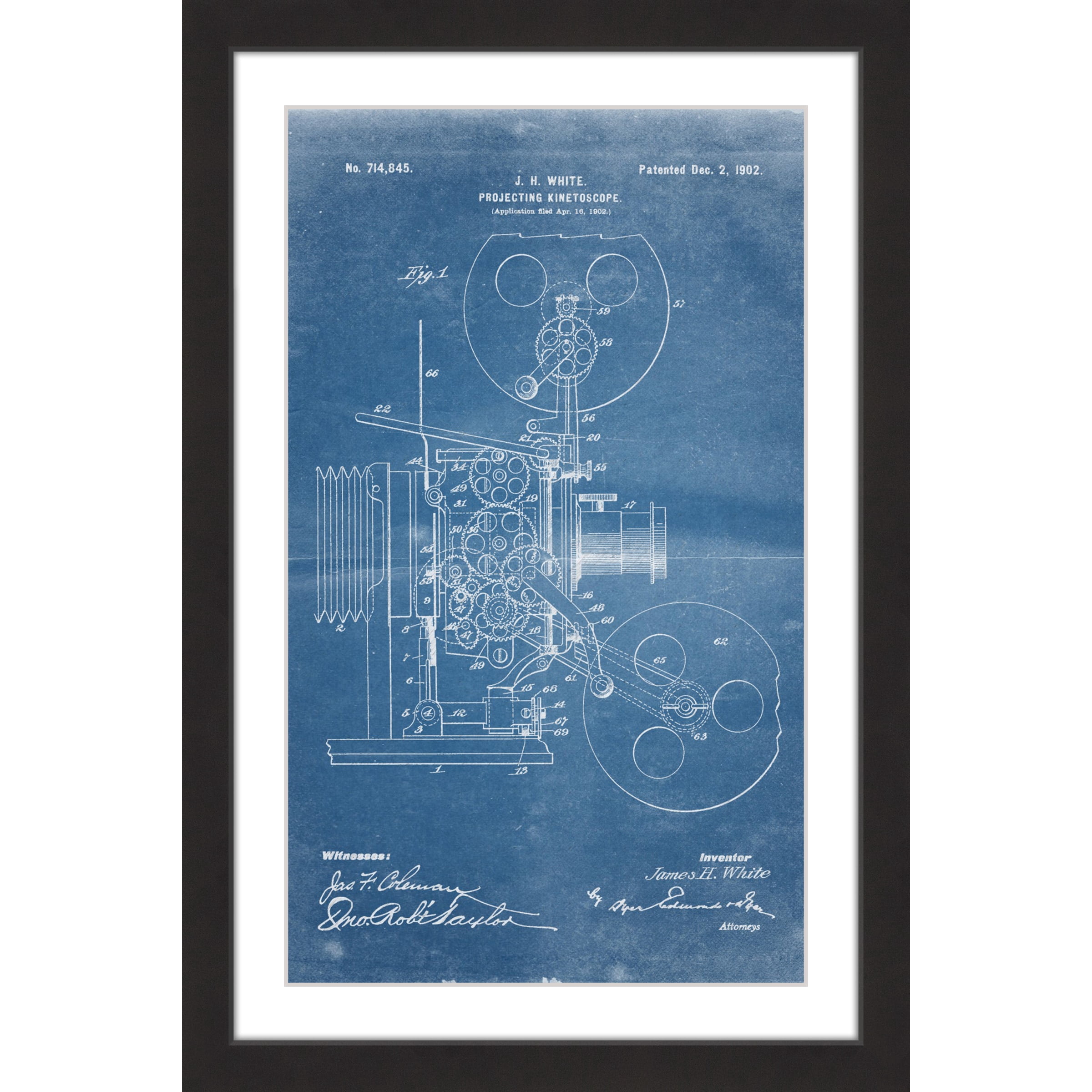 "Projector 1902 Blueprint" Framed Painting Print