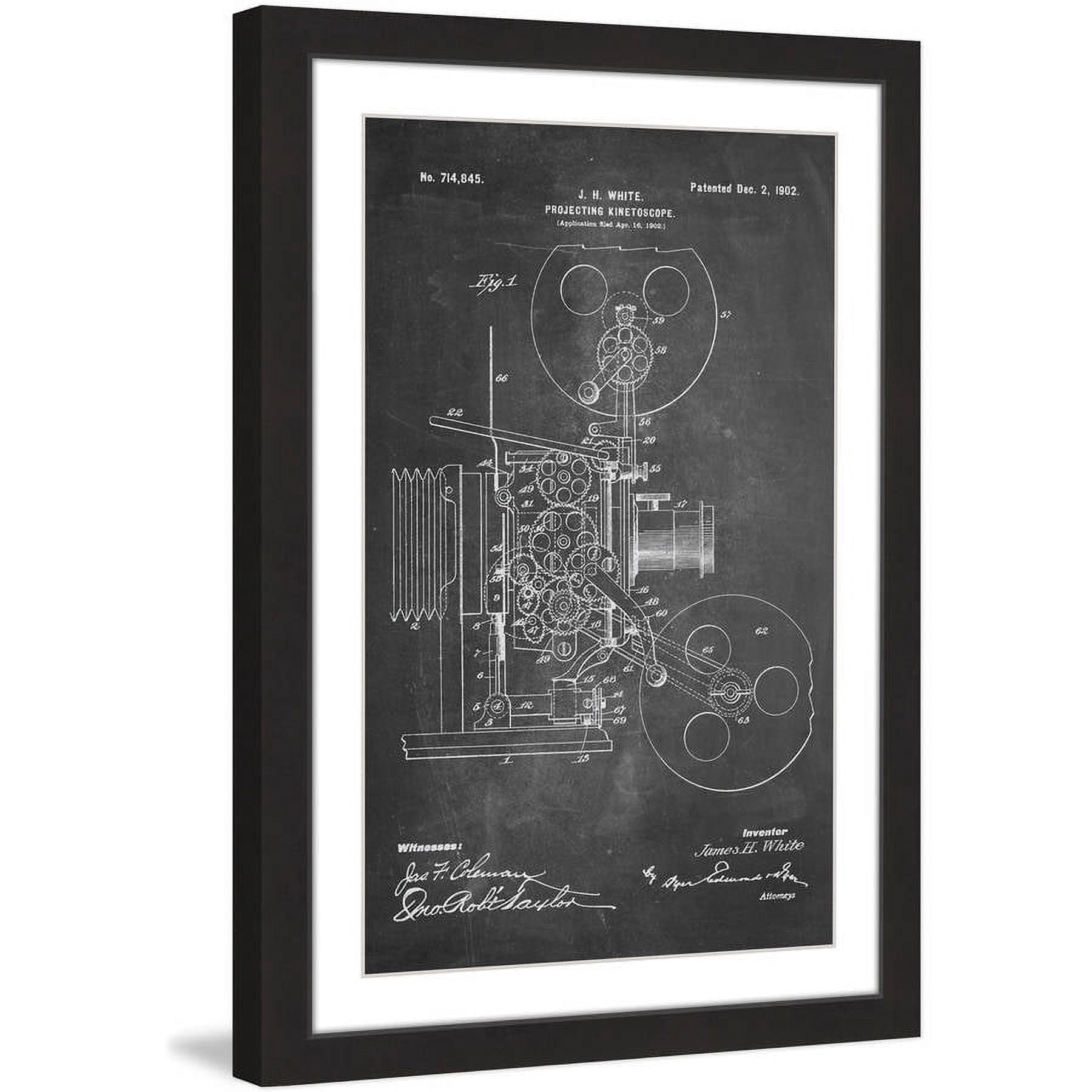 "Projector 1902 Chalk" Framed Painting Art Print, 12" x 1.5"