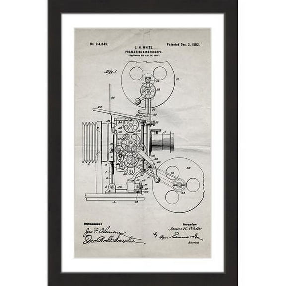 "Projector 1902 Old Paper" Framed Painting Art Print, 12" x 1.5"