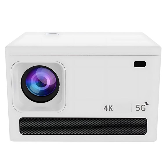 Projector 720P with Wireless, Smart Portable Device for Home Theater, Auto Keystone, Electric Focus, Streaming Services, HDR10, Wireless 5.0, White US Plug