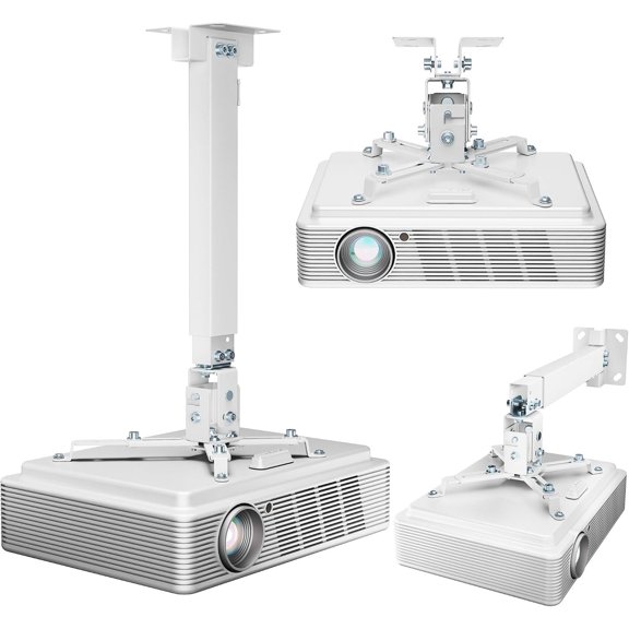 Projector Ceiling Mount 3-in-1 Bracket Extension Pole 44lbs White