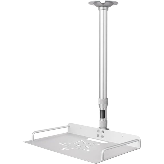 Projector Ceiling Mount with Tray, 14.5-23.2IN / 37-60CM Height Adjustable Universal Projector Ceiling Mount 360 Rotation Ceiling Projectors Mounts Silver