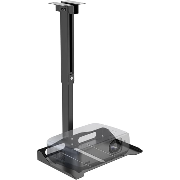 Projector Ceiling Mount Tray, Height Adjustable Wall Mount Holder for Projectors, Hidden Cable Management, Fits Projectors up to 22lbs, 13.7" x 8.6" Platform, Black (PM-005-B)