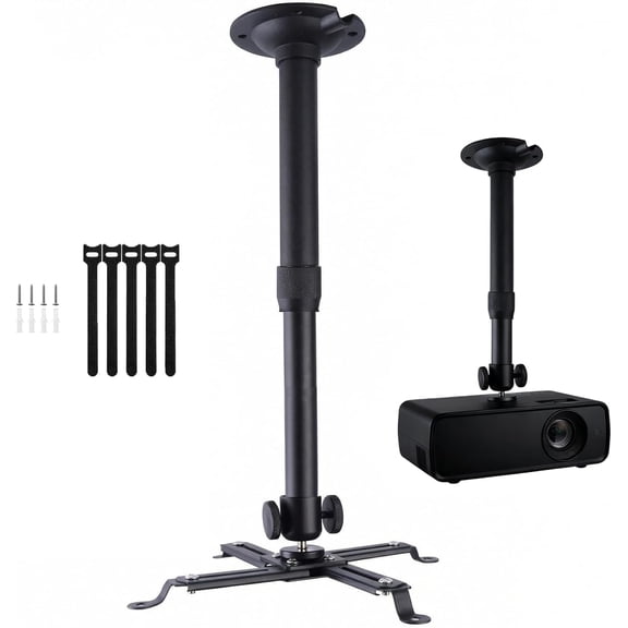 Projector Ceiling Mount - Universal 2-in-1 Bracket with Extension Pole, 7.87" - 15.74" Height Adjustable Holder for Projectors