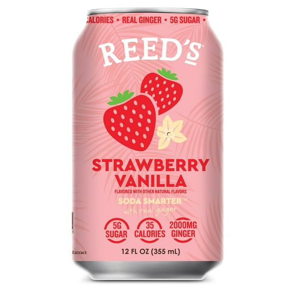 Reed's Strawberry Vanilla Functional Soda, 12 fl oz, single can