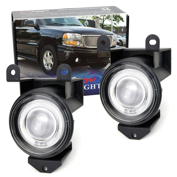 Projector Fog Lights w/LED Halo Rings For 2001-2006 GMC Yukon Denali, 2002-2006 Sierra 1500 Denali