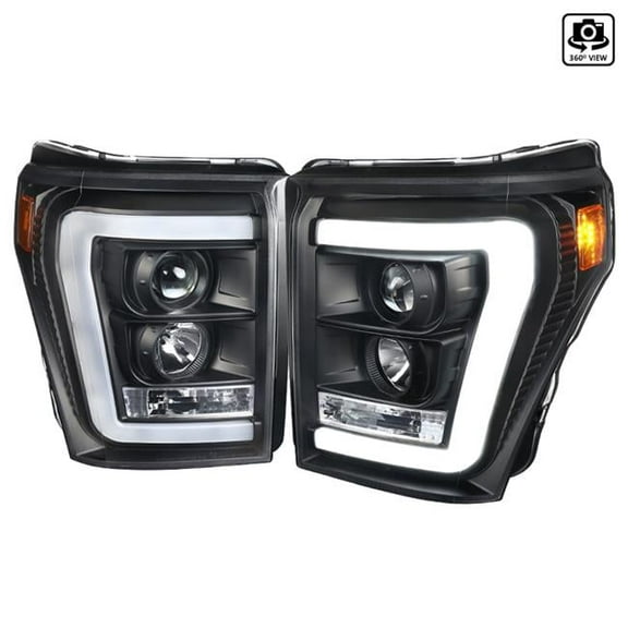 Projector Head Light for 2011-2016 Ford F-250 F-350, F-450 & F-550 Super Duty - Black