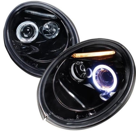 Projector Headlight Gloss Housing Smoke for 98 to 05 Volkswagen Beetle, Black - 10 x 19 x 22 in.