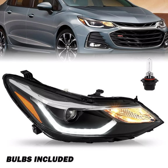 Projector Headlight W/ Bulbs Headlamp For 2016-2019 Chevrolet Cruze W/ LED DRL