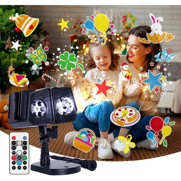Projector Lights Outdoor with 16 HD Effects (3D Ocean Wave + Patterns), Waterproof IP65, Timer Function, RGB & Multicolor Landscape Light for Holiday, Birthday Party, Indoor Use