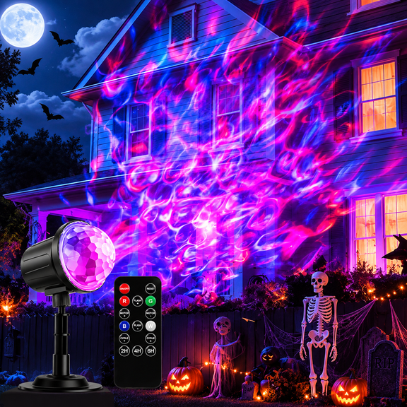 Projector Lights Outdoor Ocean Wave Light Projector RGBW Remote and Timer IP65 Waterproof