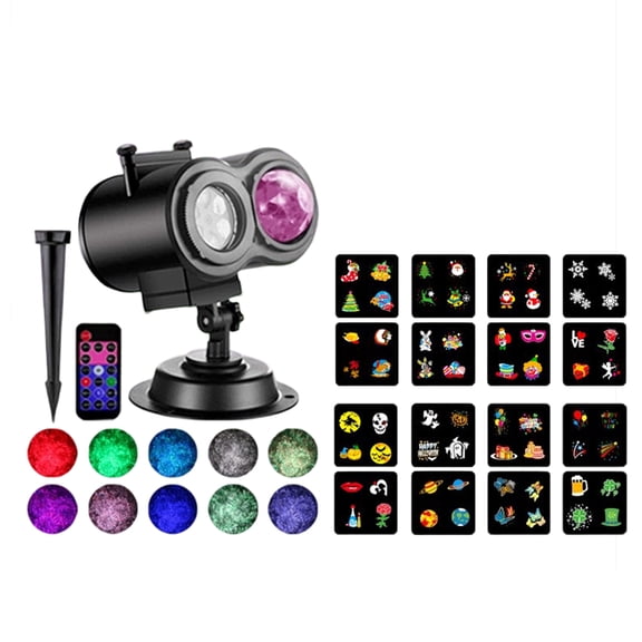 Projector Lights Seasonal Interchangeable Slides with Remote 16 Pack Projection Cards for Halloween Christmas Outdoor Landscape Yard and Party Decor