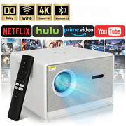 ANMESC Motorized Focus,Smart Projector with WiFi and Bluetooth, 600ANSI Native 1080P Outdoor Projector, 50% Zoom Home Theater Movie Projector for Bedroom/Outsid