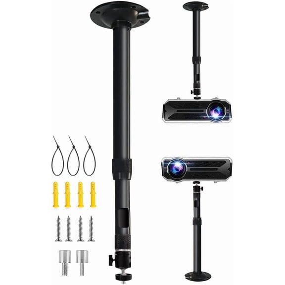 Projector Mount 360 Rotatable Ceiling Length 16 to 25.6 in / 41 65cm Projectors Mounts Adjustable Bracket for Mini