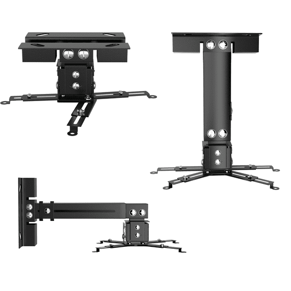Projector Mount Ceiling/Wall, Universal 3-in-1 Bracket with Extendable Arms, Adjustable Height, Projector Holder, Supports up to 44lbs, Black