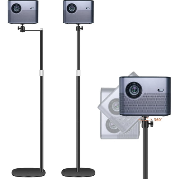 Projector Mount, Universal Projector Stand Height Adjustable 35" to 50" with 360 Angle Rotation, 2-in-1 Design for Space-saving behind Couch/Bed, Compatible with Projectors, Vlog DVR Cameras