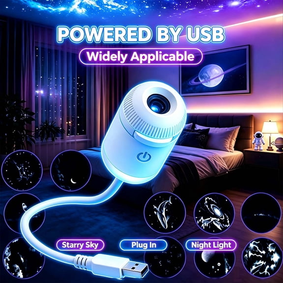 Projector Night Light, 2026 New Dynamic 5d Holographic Night Light Projector, Plug and Play Hd Star Projector, 360° Adjustable Hd Galaxy and Ocean Projector for Bedroom Ceiling, with 3 Films