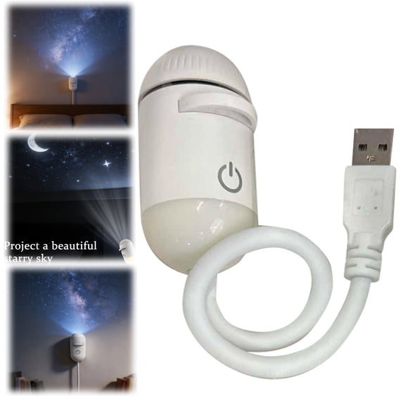 Projector Night Light, USB Starry Sky Night Light Projector with Adjustable Brightness for Bedroom (5 Slides)