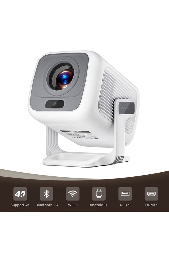 Mini Projector with WiFi and Bluetooth 4K 1080P Support with 180Adjustable Stand, Home Video Projector Compatible for Laptop, PC, Smartphone