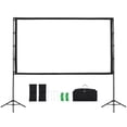 thumbnail image 1 of 100 Inch Projector Screen with Stand Portable Dual-Tripod 16:9 4K HD Wrinkleless Indoor Outdoor Projection Screen Wide 160° Angle with Carry Bag for Home Theater Movie Presentation, 1 of 8