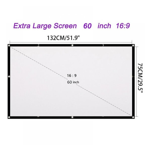 Projector Screen 120 Inch Projection Screen 4K 16:9 HD Foldable Wrinkle-Free Portable Movies Screen for Home Backyard Theater Outdoor Indoor Support Double Sided Projection, High Contrast