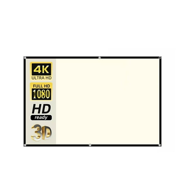 Projector Screen 16:9 High Brightness Reflective Foldable White Grid Anti Light Curtain 100 120 Inch HD For Home Outdoor ,Wrinkle-Free