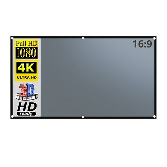 Projector Screen 30-133 Inch Metal Grey Anti-Light 16:9 Portable Black Border With Holes Home Outdoor Projection Screen ,High-Resolution Images