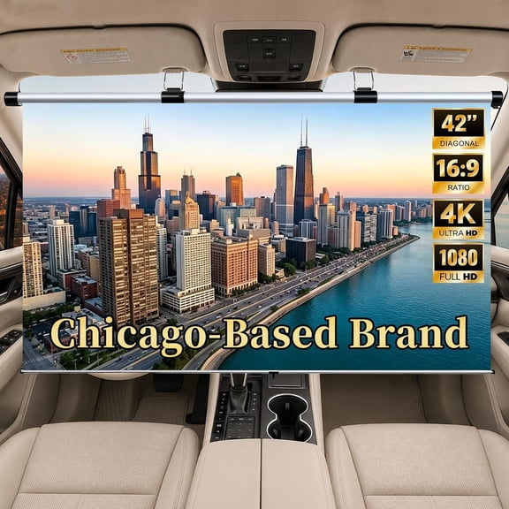 Projector Screen, 42 Inch 16:9 ALR Coating, Pull Down and Auto Retract,Wrinkle-Free Small Projector Movie Screen for SUV, Camping, RV, Indoor Outdoor Use by