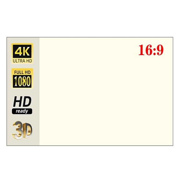 Projector Screen 60-130 Inch White Grid Anti-Light 160 ° Viewing Angle Reflective Projection Screen Indoor Outdoor Movie