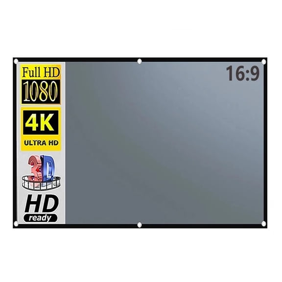 Projector Screen 60-133 Inch Metal Grey Anti-Light 16:9 Portable Black Border With Holes Home Outdoor Projection Screen