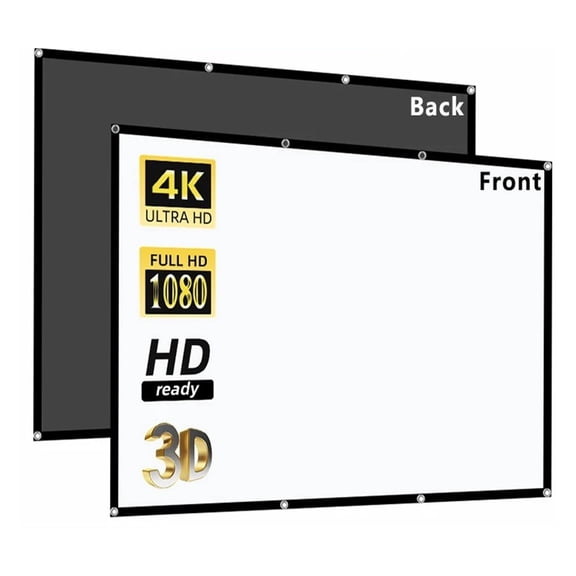 Projector Screen 60-150inch White Milk Shred Black Background Wrinkle-Free Design Soft Projection Screen Indoor Outdoor