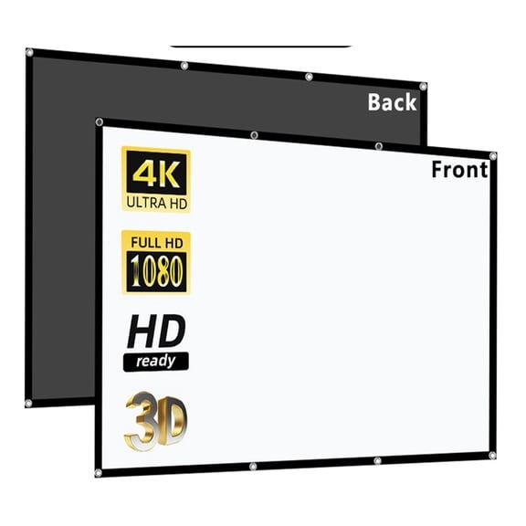 Projector Screen 60-150inch White Milk Shred Black Background Wrinkle-Free Design Soft Projection Screen Indoor Outdoor