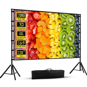 GAINVANE Projector Screen with Stand, 120 inch,16:9 4K HD,Wrinkle Resistant,Indoor Outdoor Home Theater Movie Screens