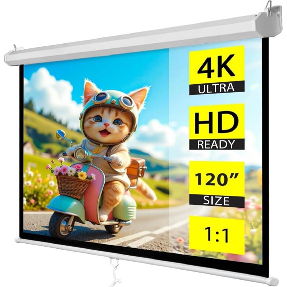 Projector Screen Pull Down 100 Inch 16:9 , Manual Projection Screen Theater, Portable Indoor Outdoor Retractable Movie Screen Ceiling Wall Mount