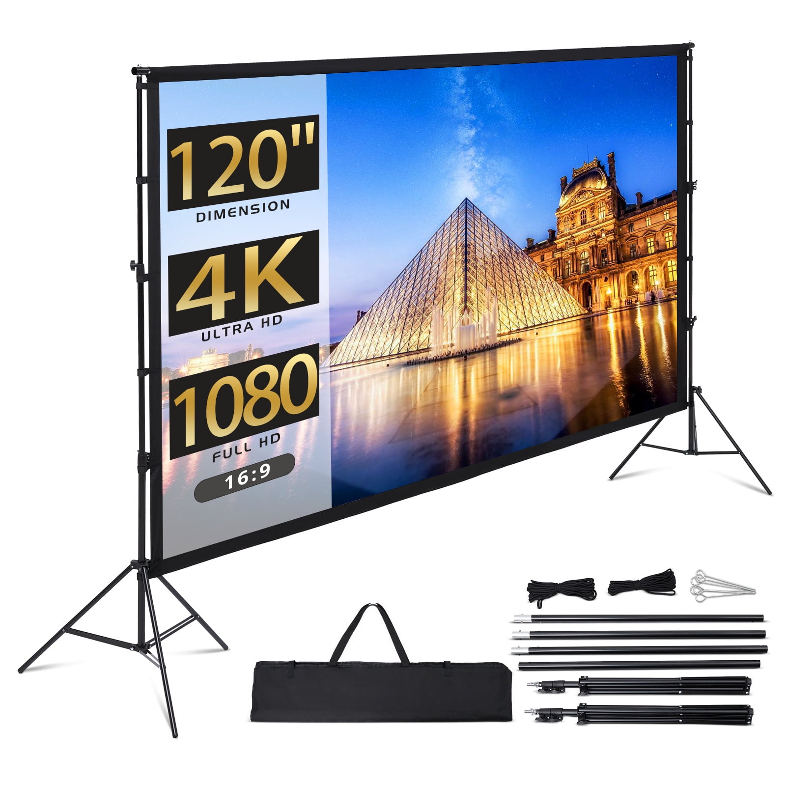 Projector Screen with Stand 100 Inch Portable Projection Screen 169 4K