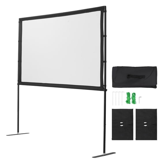 Projector Screen with Stand 80 Inch, 16:9 Portable Movie Screen, 4K HD Wrinkle-Free Indoor Outdoor Projector Screen with Carry Bag for Home Theater Presentation