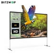 thumbnail image 1 of Projector Screen with Stand Foldable Portable Movie Screen 120 Inch, HD 4K Double Sided Projection Screen, Projector Movies Screen with Carry Bag for Indoor Outdoor Backyard Home Theater Travel, 16:9, 1 of 9