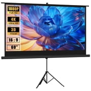 Projector Screen with Stand 60inch Indoor Outdoor Pull up Portable Outdoor Projector Movies Screen with Carry Bag for Home Theater Backyard Party Movie Nights, 169