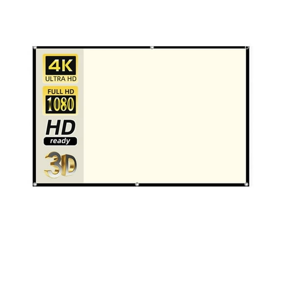 Projector Screen White Grid Anti-Light 16:9 Projection Screen 72 100 120 130 Inch Portable Reflective Cloth Metal Hook ,Wrinkle-Free