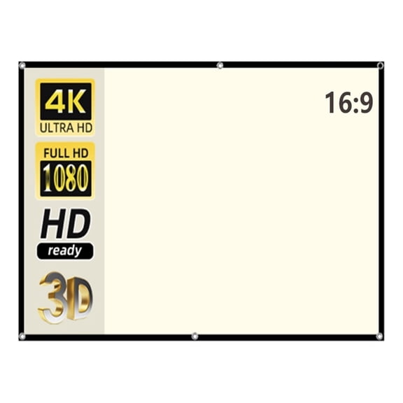 Projector Screen White Grid Anti-Light 160 °Viewing Angle Home Office Screen 100 120 130 Inch Portable Reflective Cloth