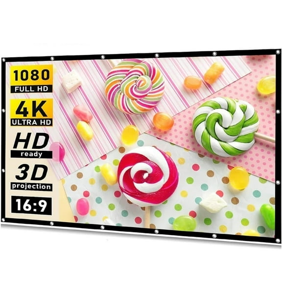 Projector Screen White Less Creases Soft High Density Portable Foldable ,Wrinkle-Free Outdoor Projector Screen