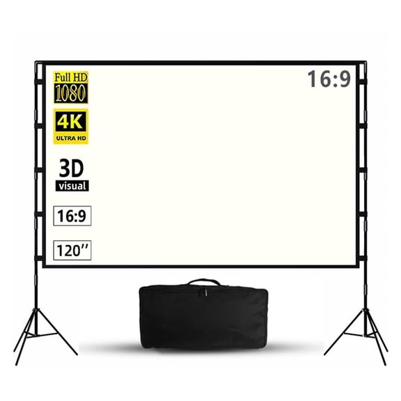 Projector Screen With Stand Soft White Grid Anti-light 160° Viewing Angle Less Crease 100 120inch Screen Outdoor Indoor