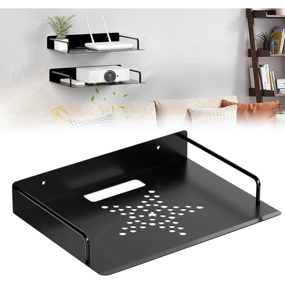Projector Shelf Floating Entertainment Center Shelf, Under TV Wall Mount Shelf for Cable Box, WiFi Router, TV Box, Game Console, Modem (Wall Mount Floating Rack/Holder)