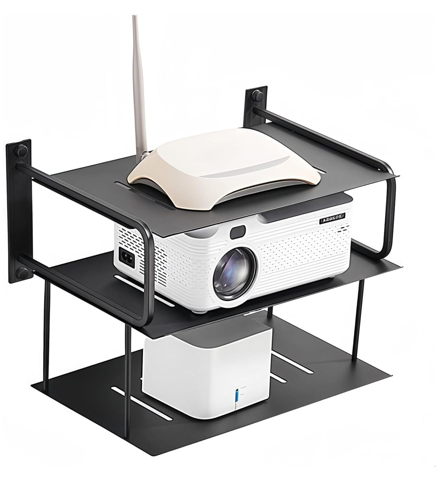 Projector Shelf for Wall, WiFi Router Shelves with Cable Management - 3 ...