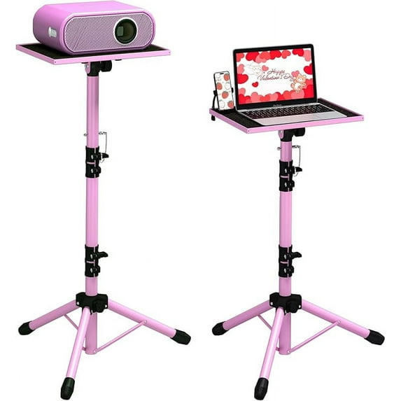Projector Stand Tripod from 23" to 46", Laptop Tripod Stand Height Adjustable with Gooseneck Phone Holder, Laptop Floor Stand for Office, Home, Stage, Studio, DJ Racks Holder Mount